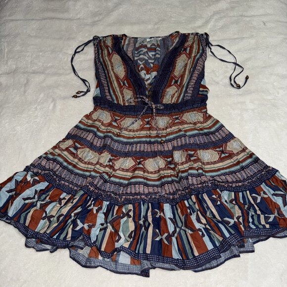 Veronica Beard Dresses & Skirts - Veronica Beard Navy, Rust & Light Blue Patterned Midi Dress